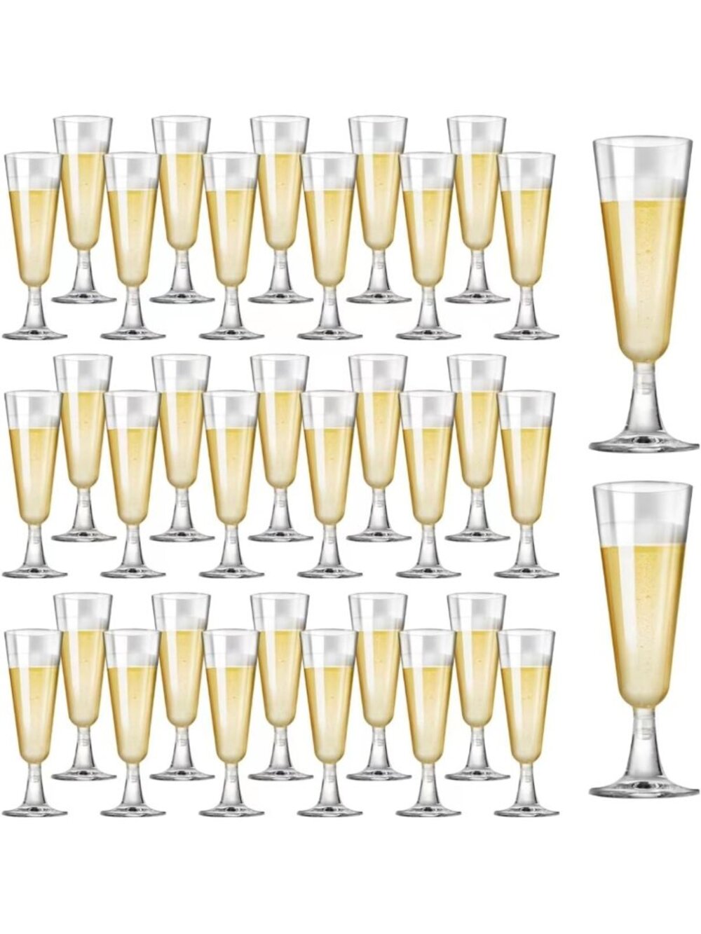 40 Pack Clear Plastic Champagne Flutes - 5oz Disposable Glasses for Parties